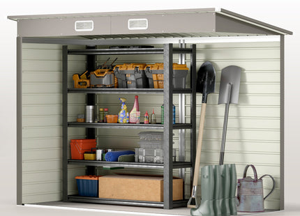 Outsunny 8 x 4FT Metal Garden Storage Shed with Double Doors, Light Grey