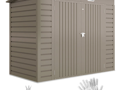 Outsunny 8 x 4FT Metal Garden Storage Shed with Double Doors, Light Grey