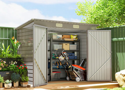 Outsunny 8 x 4FT Metal Garden Storage Shed with Double Doors, Light Grey
