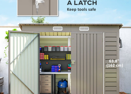 Outsunny 8 x 4FT Metal Garden Storage Shed with Double Doors, Light Grey