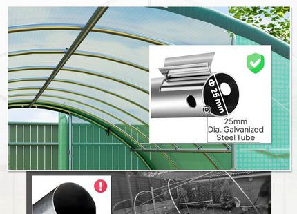Outsunny Tunnel Greenhouse Upgraded Structure, Hinged Doors, 4 x 3(m)