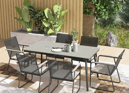 Outsunny 6 Seater Garden Dining Set with Cushions Rattan Backrest