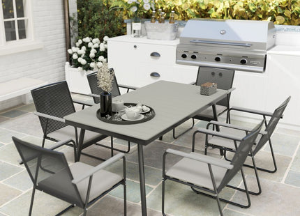 Outsunny 6 Seater Garden Dining Set with Cushions Rattan Backrest