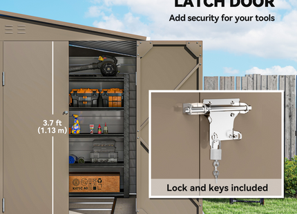 Outsunny 5 x 9ft Galvanised Metal Garden Shed with Foundation Kit, Brown