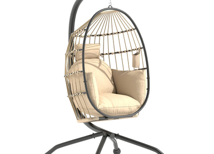 Outsunny Egg Chair Outdoor Indoor Garden Swing Chair, Folding Basket