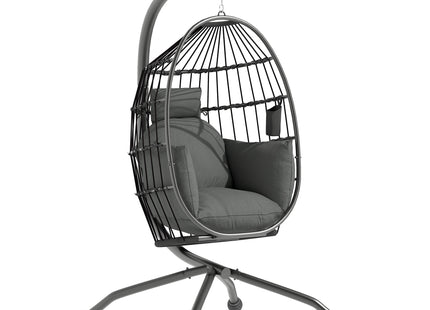 Outsunny Egg Chair Outdoor Indoor Garden Swing Chair, Folding Basket