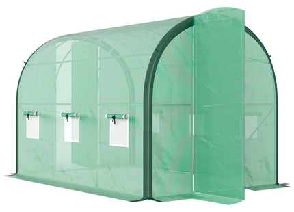 Outsunny Tunnel Greenhouse Upgraded Structure, Hinged Doors, 4 x 3(m)