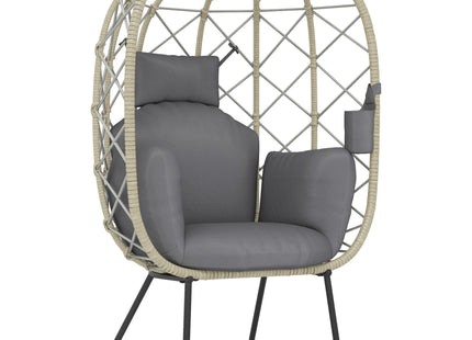 Outsunny Rattan Garden Egg Chair with Thickened Cushion, Headrest
