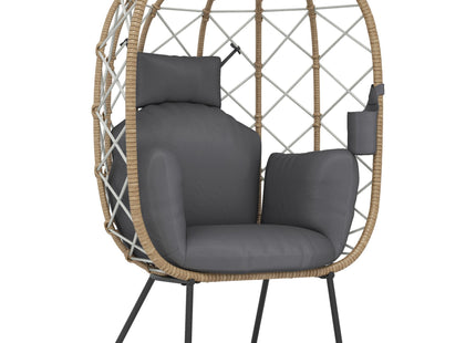Outsunny Rattan Garden Egg Chair with Thickened Cushion, Headrest