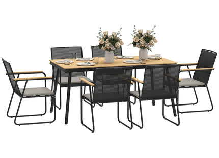 Outsunny 6 Seater Garden Dining Set with Cushions Rattan Backrest