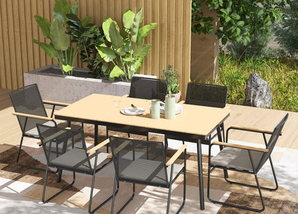 Outsunny 6 Seater Garden Dining Set with Cushions Rattan Backrest