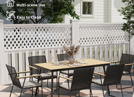 Outsunny 6 Seater Garden Dining Set with Cushions Rattan Backrest