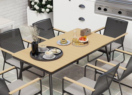 Outsunny 6 Seater Garden Dining Set with Cushions Rattan Backrest
