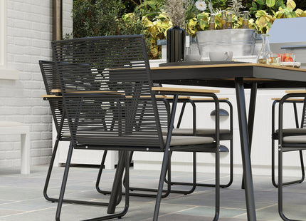 Outsunny 6 Seater Garden Dining Set with Cushions Rattan Backrest