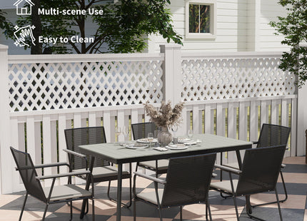 Outsunny 6 Seater Garden Dining Set with Cushions Rattan Backrest