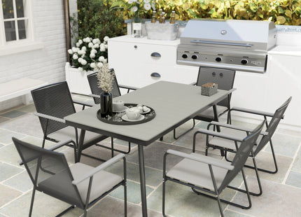 Outsunny 6 Seater Garden Dining Set with Cushions Rattan Backrest