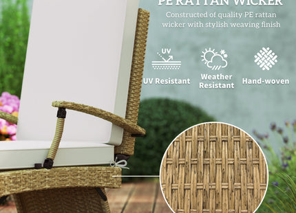Outsunny Foldable Rattan Garden Recliner Chair w/ Cushion, Footrest