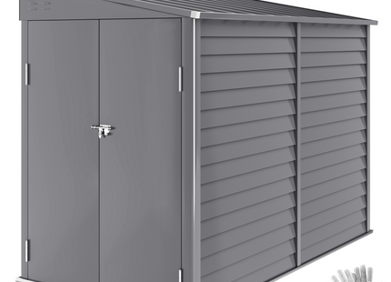 Outsunny 5 x 9ft Galvanised Metal Garden Shed with Foundation Kit, Brown