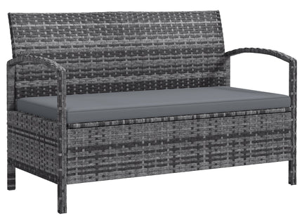 Outsunny Rattan Garden Bench w/ 125L Storage, Cushioned Outdoor Bench
