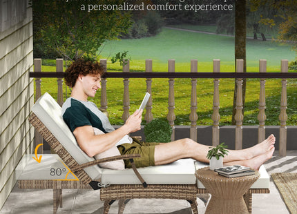 Outsunny Foldable Rattan Garden Recliner Chair w/ Cushion, Footrest