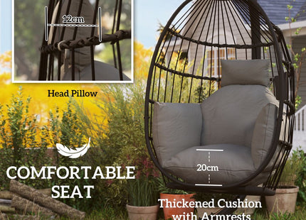 Outsunny Egg Chair Outdoor Indoor Garden Swing Chair, Folding Basket