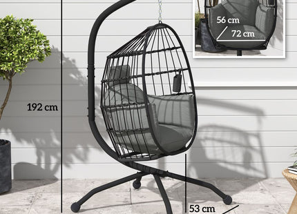 Outsunny Egg Chair Outdoor Indoor Garden Swing Chair, Folding Basket