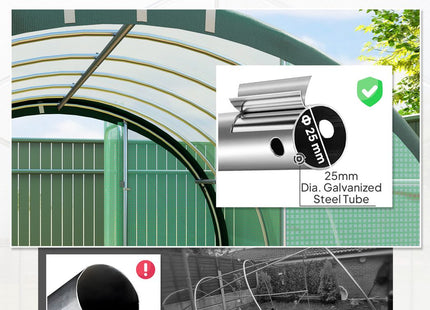 Outsunny Tunnel Greenhouse Upgraded Structure, Hinged Doors, 4 x 3(m)