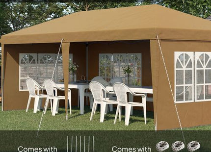 Outsunny 3 x 6m Heavy Duty Gazebo Marquee Party Tent with Storage Bag Khaki
