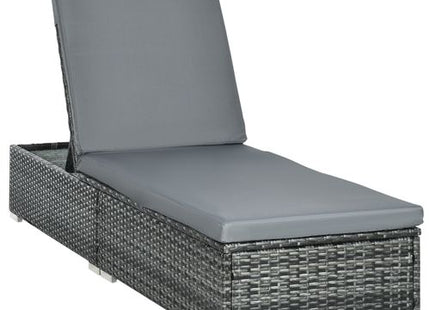 Outsunny Patio Rattan Chaise Lounge Garden Pool Wicker Sun Lounger Adjustable