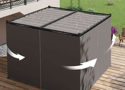 Outsunny 3 x 3(m) Pergola with Retractable Roof and Curtains, Light Grey