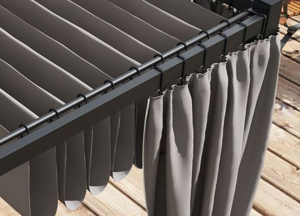 Outsunny 3 x 3(m) Pergola with Retractable Roof and Curtains, Light Grey