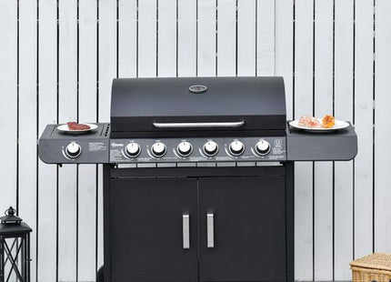 Outsunny 6+1 Burner Gas BBQ Grill Garden Barbecue with Wheels, Cabinet