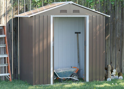 Outsunny 6.5x3.5ft Metal Garden Shed for Garden and Outdoor Storage, Grey
