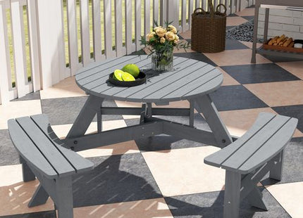 Outsunny 6 Person Fir Wood Table Bench Set Outdoor Garden Patio, Grey