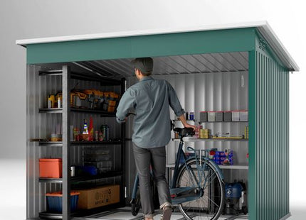 Outsunny 8.5 x 6ft Galvanised Steel Garden Shed with Foundation Kit, Green