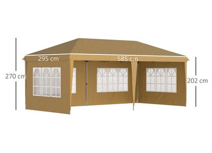 Outsunny 3 x 6m Heavy Duty Gazebo Marquee Party Tent with Storage Bag Khaki