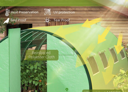 Outsunny Tunnel Greenhouse, Upgraded Structure, Hinged Doors, 6 x 3(m), Green