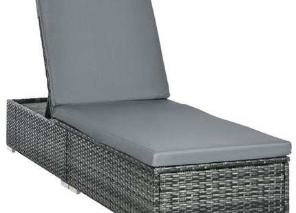 Outsunny Patio Rattan Chaise Lounge Garden Pool Wicker Sun Lounger Adjustable