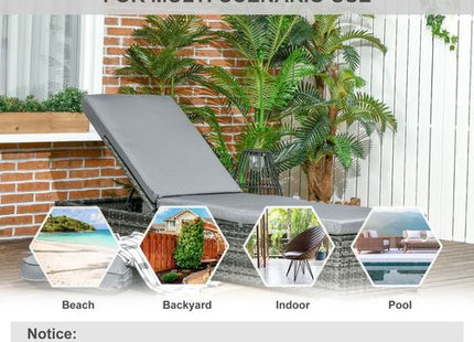 Outsunny Patio Rattan Chaise Lounge Garden Pool Wicker Sun Lounger Adjustable
