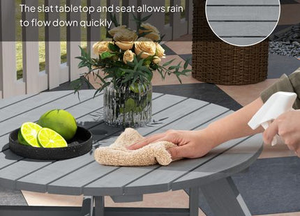 Outsunny 6 Person Fir Wood Table Bench Set Outdoor Garden Patio, Grey