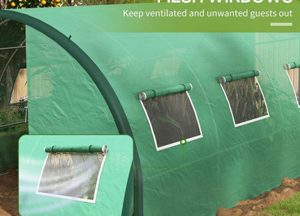 Outsunny Tunnel Greenhouse, Upgraded Structure, Hinged Doors, 6 x 3(m), Green