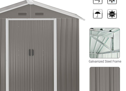 Outsunny 6.5x3.5ft Metal Garden Shed for Garden and Outdoor Storage, Grey