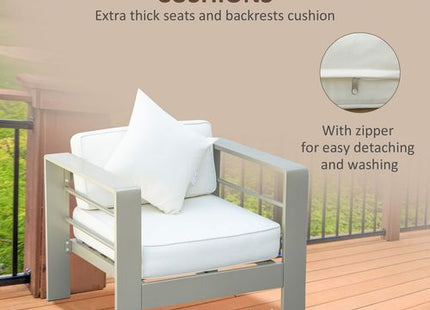 4 PCs Aluminium Garden Furniture Set w/ Thick Padded Cushion