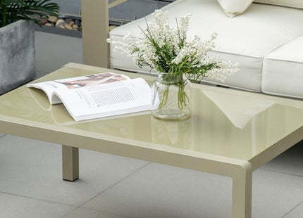 4 PCs Aluminium Garden Furniture Set w/ Thick Padded Cushion