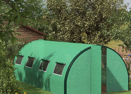 Outsunny Tunnel Greenhouse, Upgraded Structure, Hinged Doors, 6 x 3(m), Green
