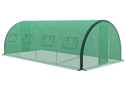Outsunny Tunnel Greenhouse, Upgraded Structure, Hinged Doors, 6 x 3(m), Green