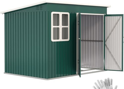 Outsunny 8.5 x 6ft Galvanised Steel Garden Shed with Foundation Kit, Green