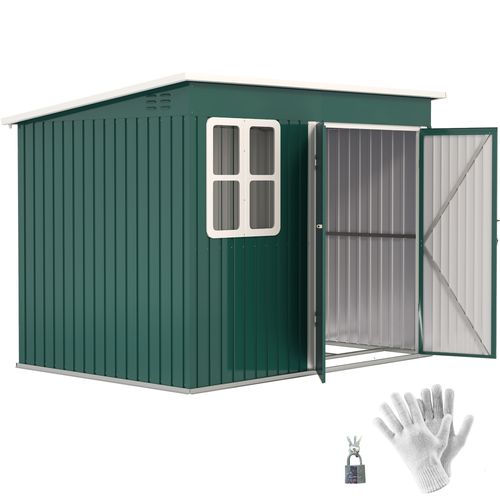 Outsunny 8.5 x 6ft Galvanised Steel Garden Shed with Foundation Kit, Green
