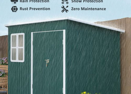 Outsunny 8.5 x 6ft Galvanised Steel Garden Shed with Foundation Kit, Green