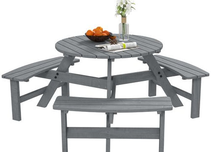 Outsunny 6 Person Fir Wood Table Bench Set Outdoor Garden Patio, Grey